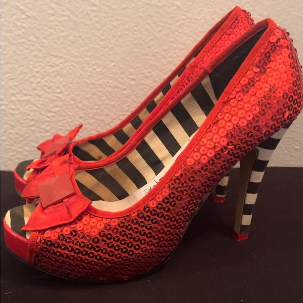 Iron Fist Red Sequin Heels - Picture 4 of 7
